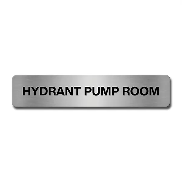 Brushed Aluminium Hydrant Pump Room Door Sign Industroquip