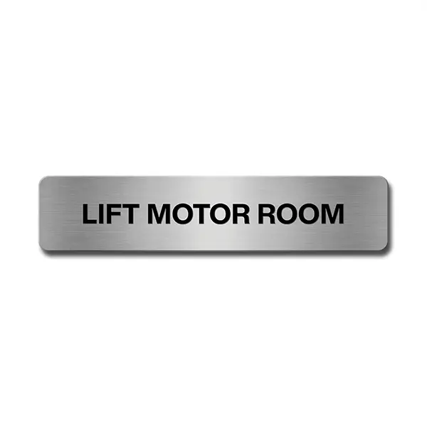 Brushed Aluminium Lift Motor Room Door Sign Industroquip