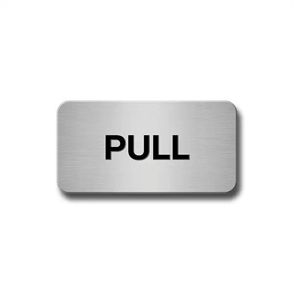 Brushed Aluminium Pull Door Sign Industroquip