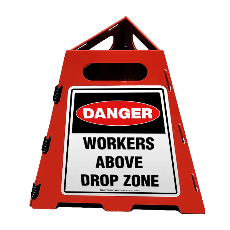 Collapsible Pyramid Sign - Danger Workers Above Drop Zone Industroquip