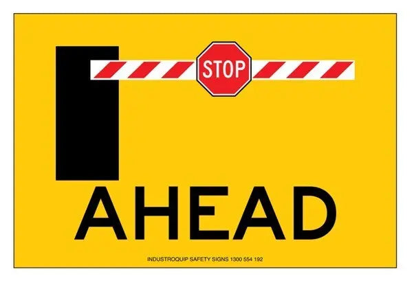 Portable Boom Gate Ahead Metal Reflective Sign Industro
