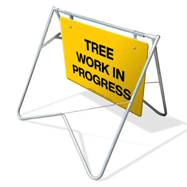 Swing Stand & Sign - Tree Work In Progress - 900 x 600mm Industroquip