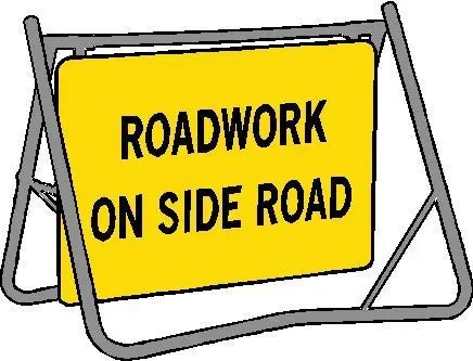 Swing Stand & Sign - Roadwork On Side Road - 1200 x 900mm Industroquip