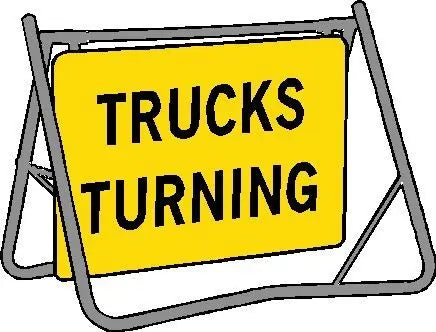 Swing Stand & Sign - Trucks Turning - 900 x 600mm Industroquip