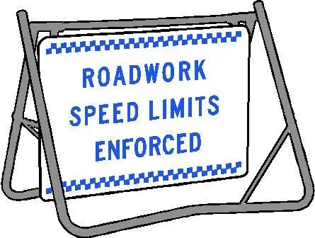 Swing Stand & Sign - Roadwork Speed Limits Enforced Industroquip
