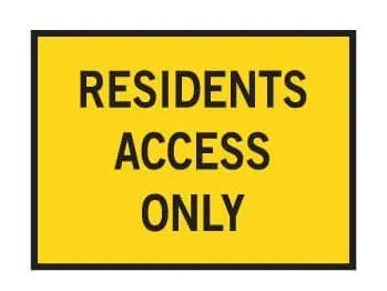 Boxed Edge Road Sign - Residents Access Only - 900 x 600mm Industroquip