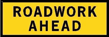 Boxed Edge Road Sign - Roadwork Ahead - 2400 x 900mm Industroquip