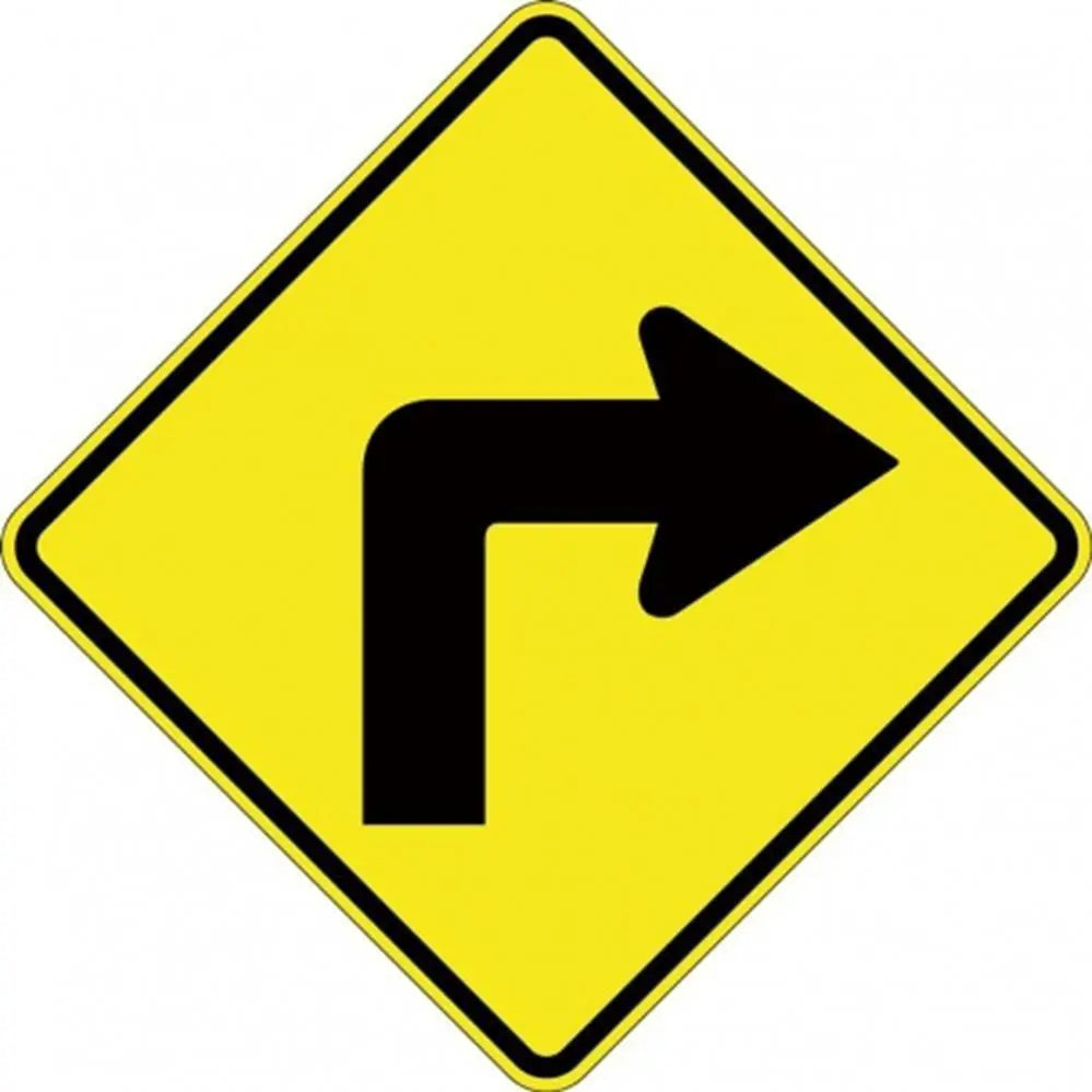 W1-1A_Right Right Arrow Turn Sign- Class 1 Reflective - 600mm x 600mm Industroquip