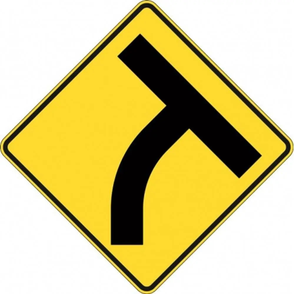 W2-14A_R Curved Intersection Right- Class 1 Reflective - 600mm x 600mm Industroquip