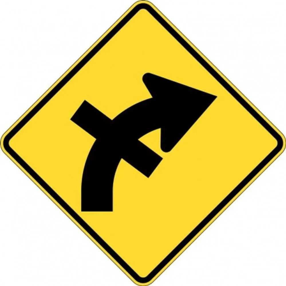 W2-15A_R Right Hand Curve With Junction- Class 1 Reflective - 600mm x 600mm Industroquip