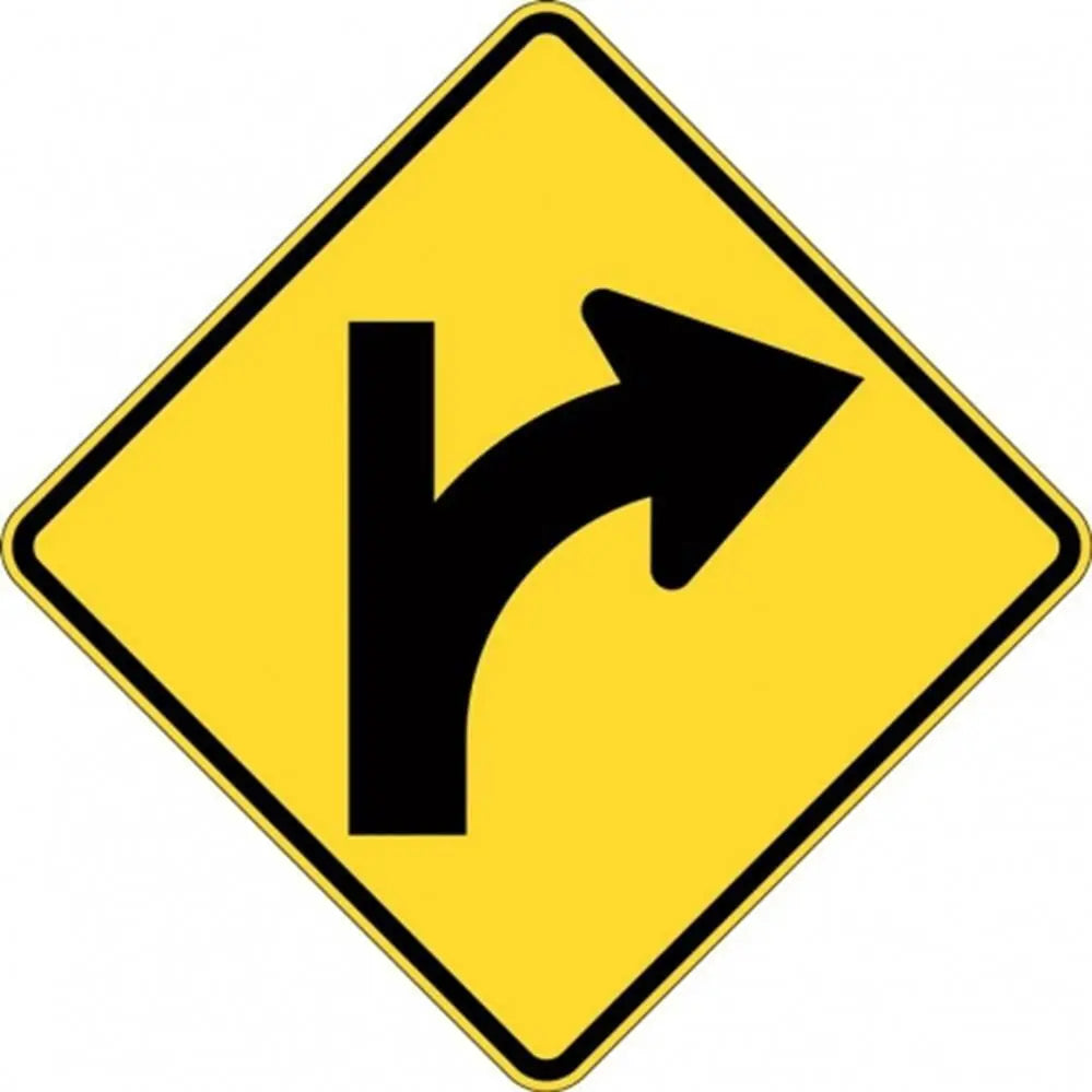 W2-16A_R Side Road On Straight Alignment Right- Class 1 Reflective - 600mm x 600mm Industroquip