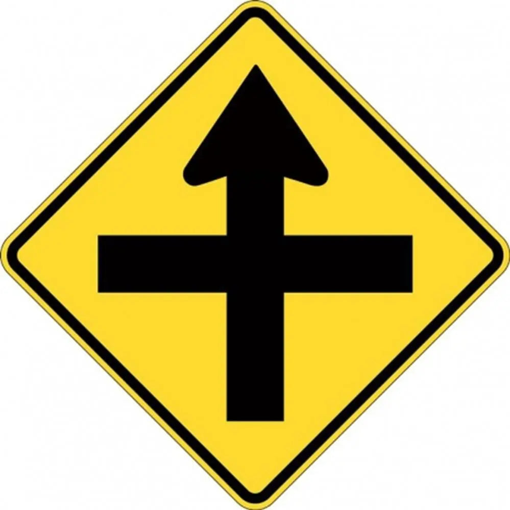 W2-1A Cross Road Sign- Class 1 Reflective - 600mm x 600mm Industroquip