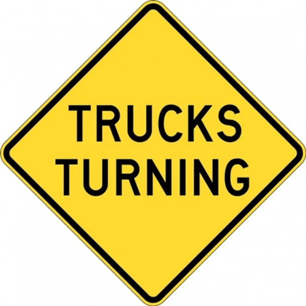 W5-205A Trucks Turning Sign- Class 1 Reflective - 600mm x 600mm Industroquip