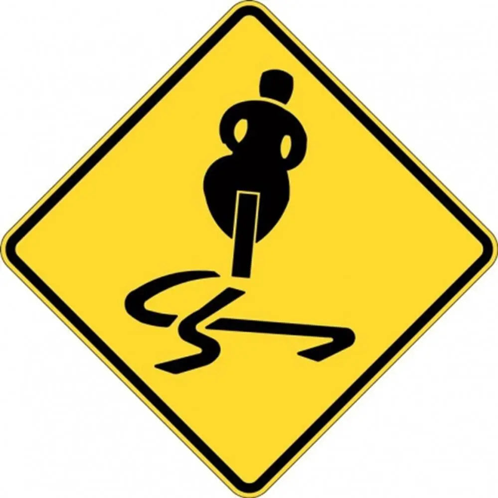 W5-230A_R Right Motorbike Rider Symbol Sign- Class 1 Reflective - 600mm x 600mm Industroquip