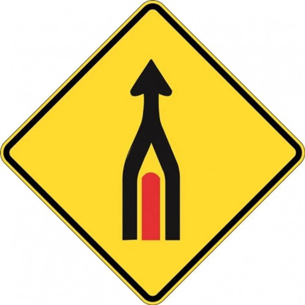 W5-235A Lanes Merge Sign- Class 1 Reflective - 600mm x 600mm Industroquip