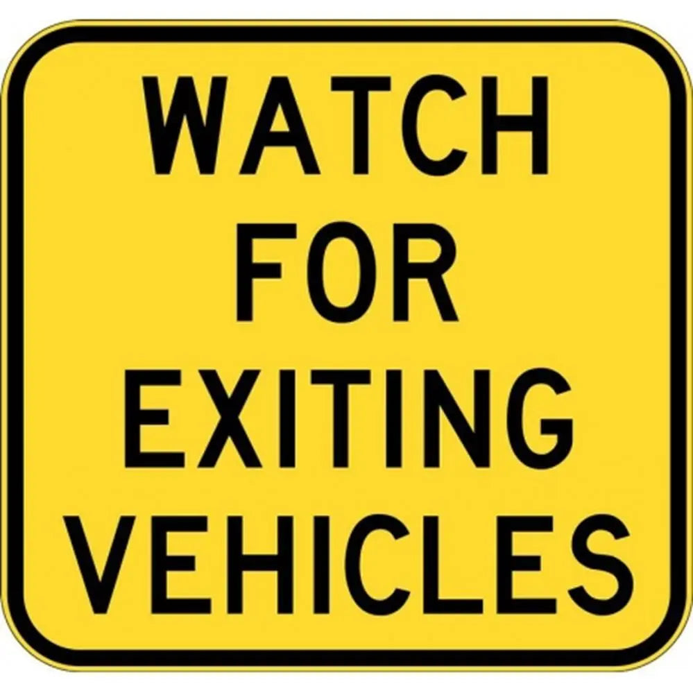 W5-244 Watch For Exiting Vehicles Sign- Class 1 Reflective - 600mm x 600mm Industroquip