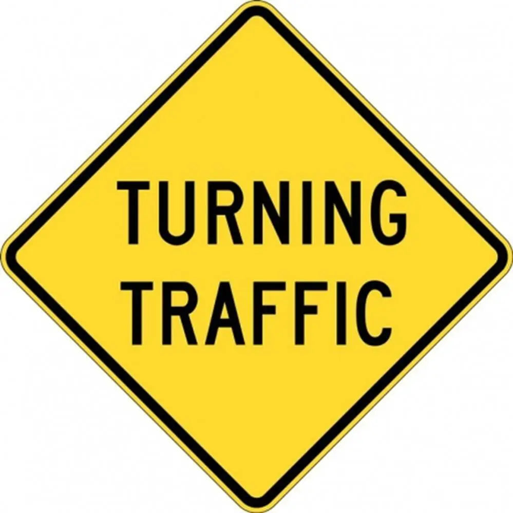 W5-25A Turning Traffic- Class 1 Reflective - 600mm x 600mm Industroquip