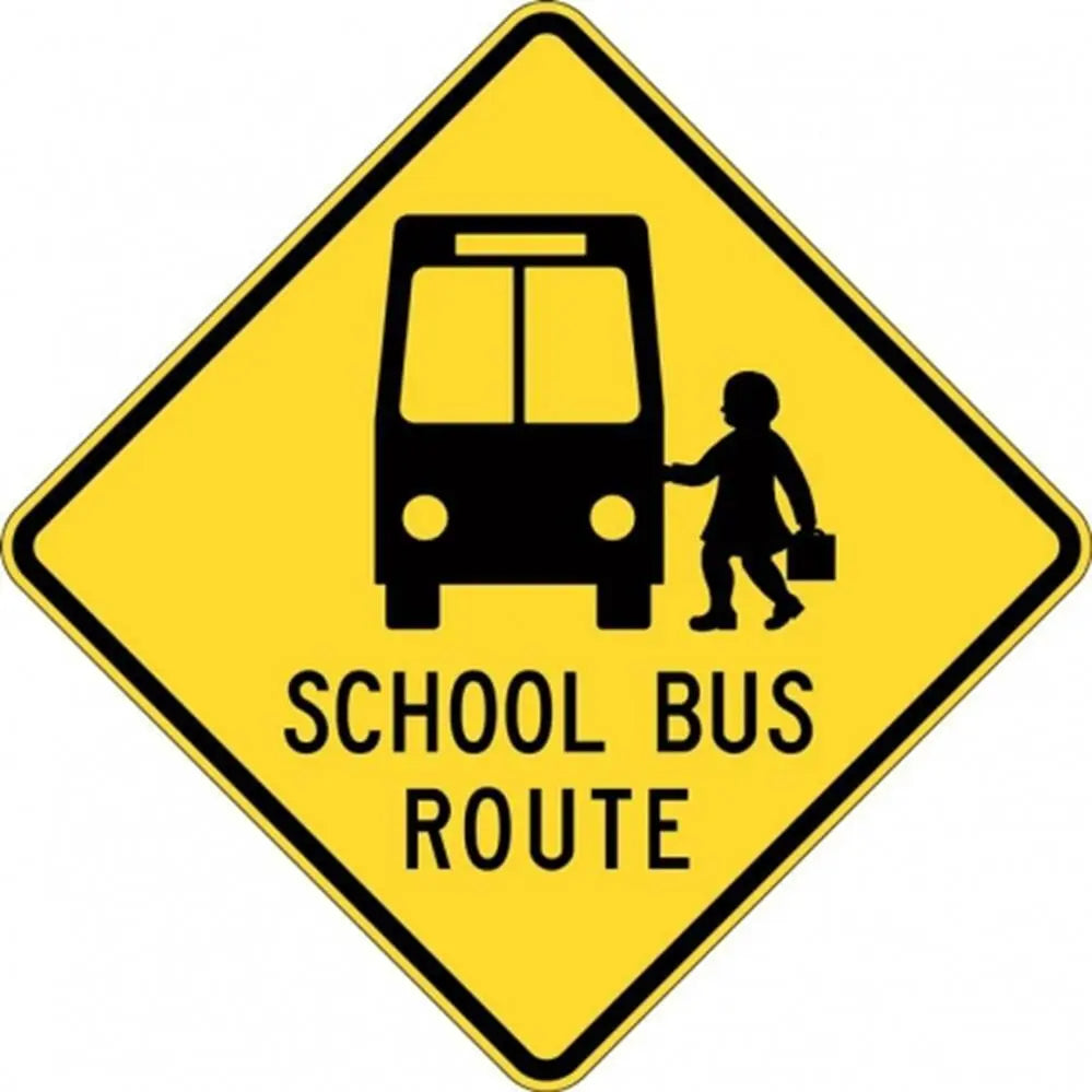 W6-205A School Bus Route Sign- Class 1 Reflective - 600mm x 600mm Industroquip