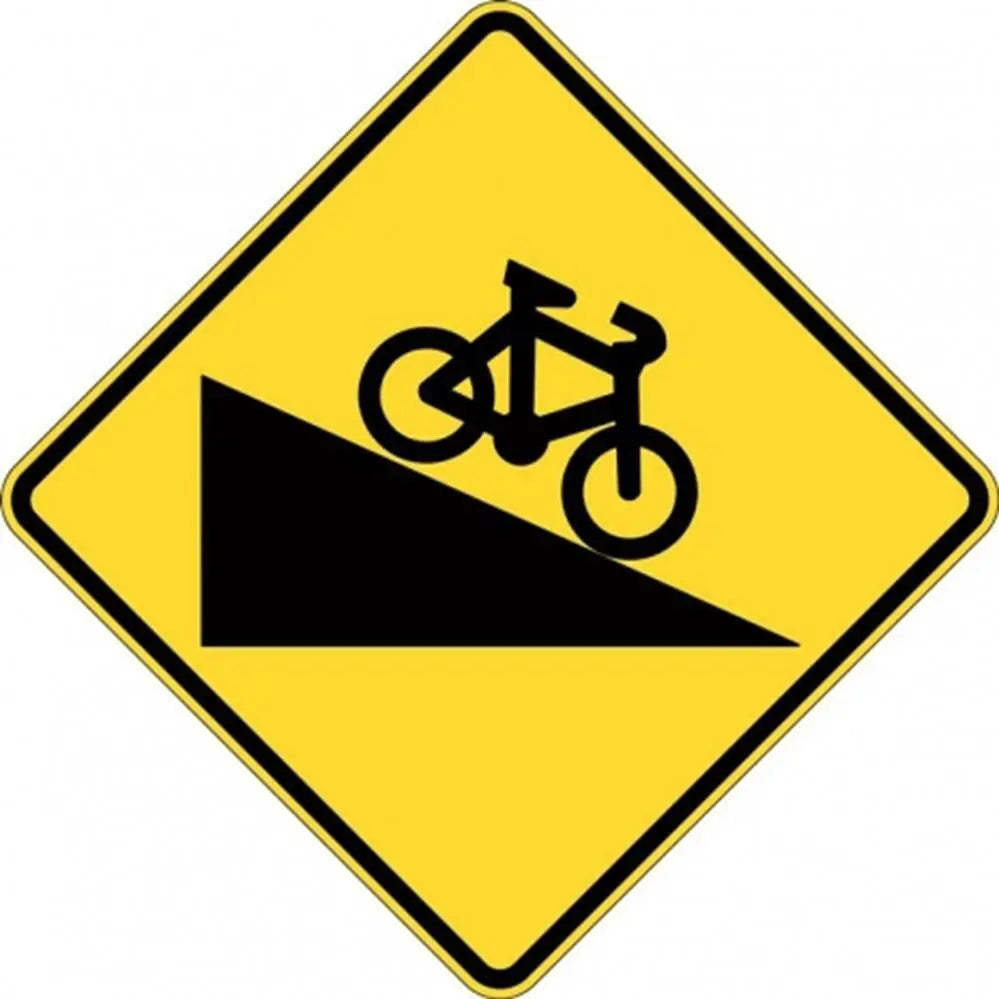 W6-210A Steep Descent For Bicycles Sign- Class 1 Reflective - 600mm x 600mm Industroquip