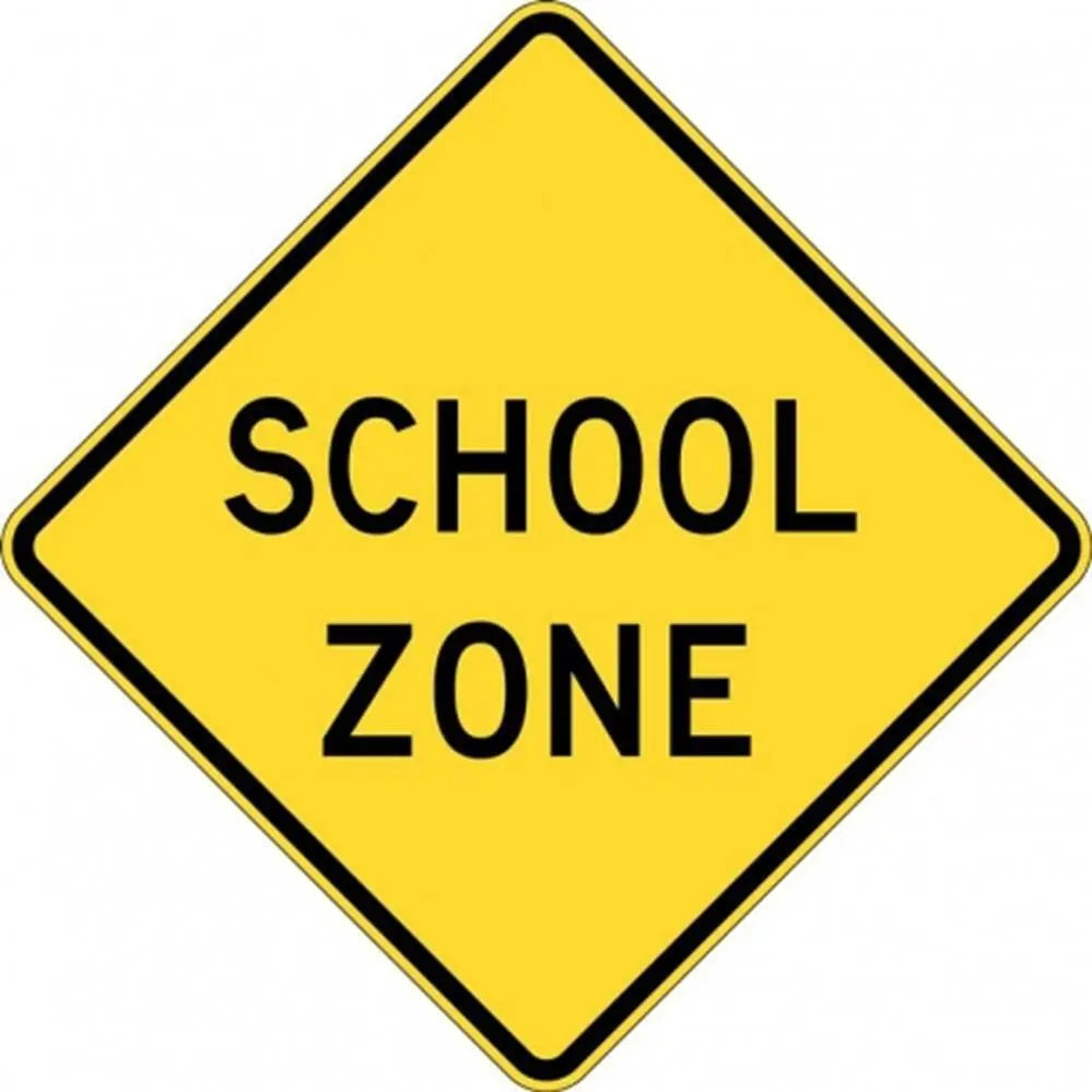 W6-216A School Zone Sign- Class 1 Refelctive - 600mm x 600mm Industroquip