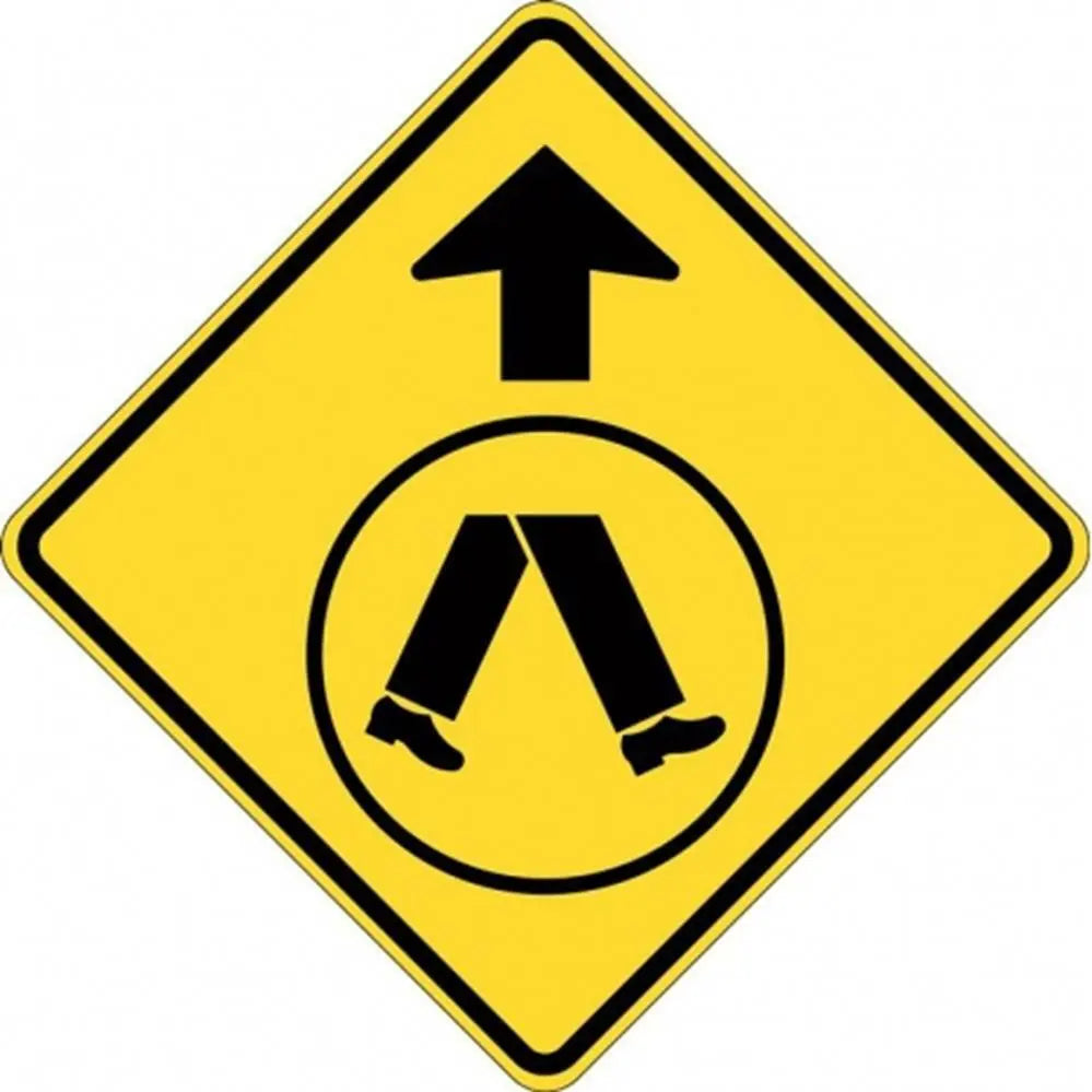 W6-2A Pedestrians Crossing Ahead Sign- Class 1 Reflective - 600mm x 600mm Industroquip