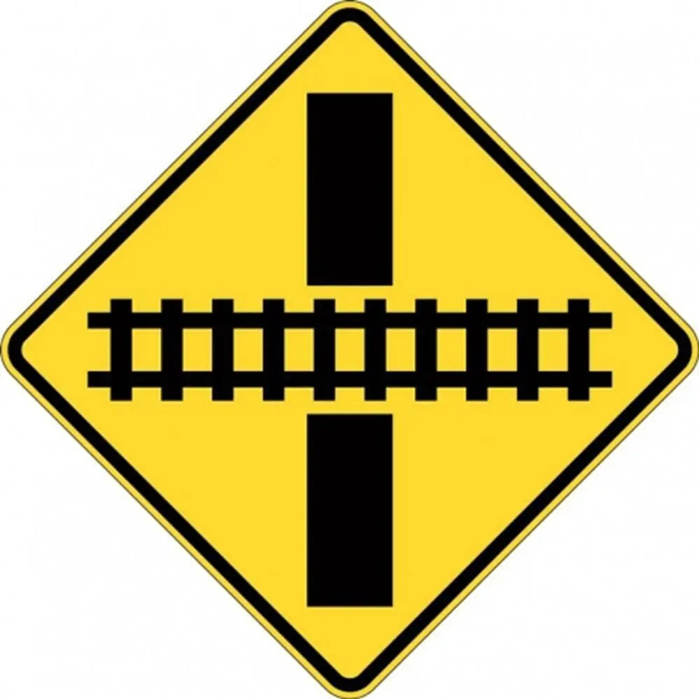 W7-8A Train Crossing Right Angle Sign- Class 1 Reflective - 600mm x 600mm Industroquip
