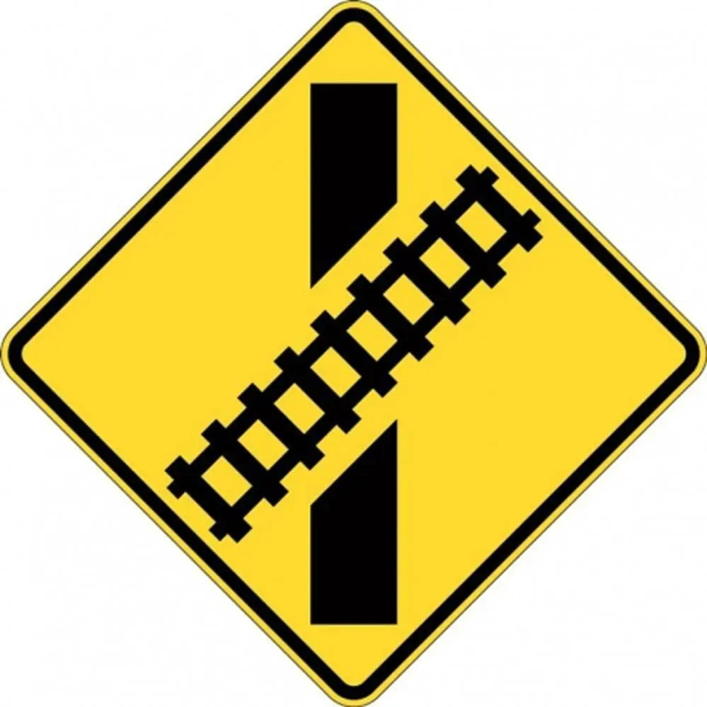 W7-9A_L Train Crossing Angle Left Sign- Class 1 Reflective - 600mm x 600mm Industroquip