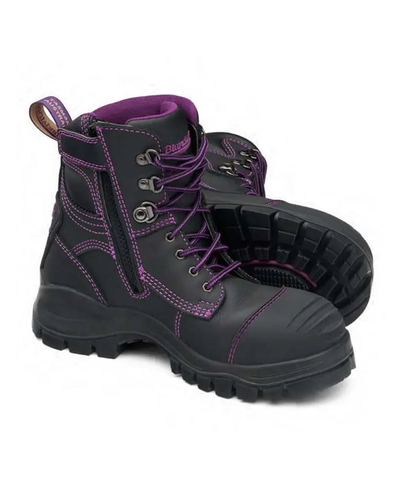 Blundstone® 897 Ladies Black and Purple Zipsider Premium Safety Boot Blundstone