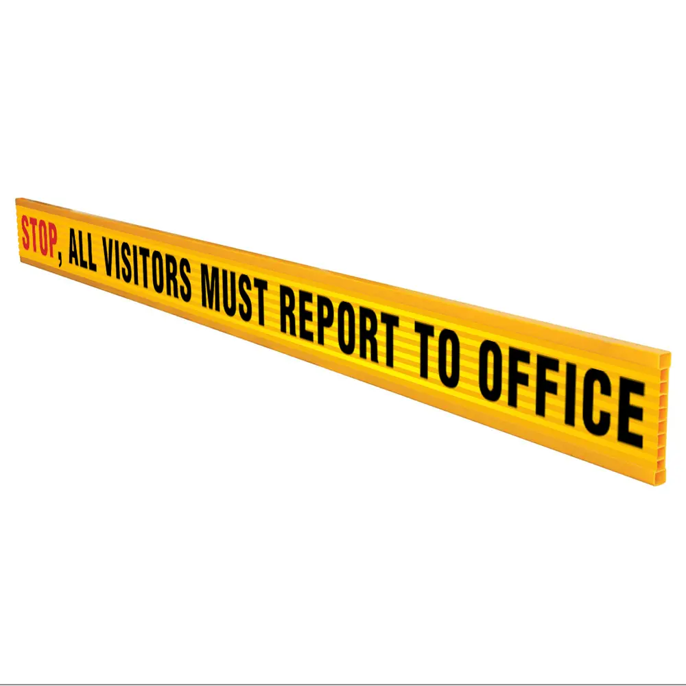Stop All Visitors Must Report to Office Plastic Reflective Barrier Boards Industroquip