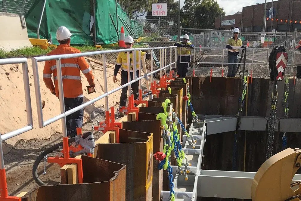 BTRENCHSAFE® Aluminium Adjustable Clamping Guardrail System for open trenches and excavations BTS Tech