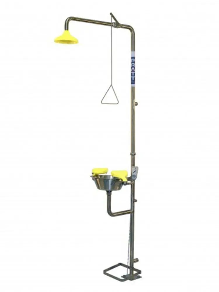 Pratt™Stainless Steel Combination Shower with AEROSTREAM Eye/Face Wash [Hand & Foot Operated] with Aerostream wash unit. AS4775 Pratt Safety