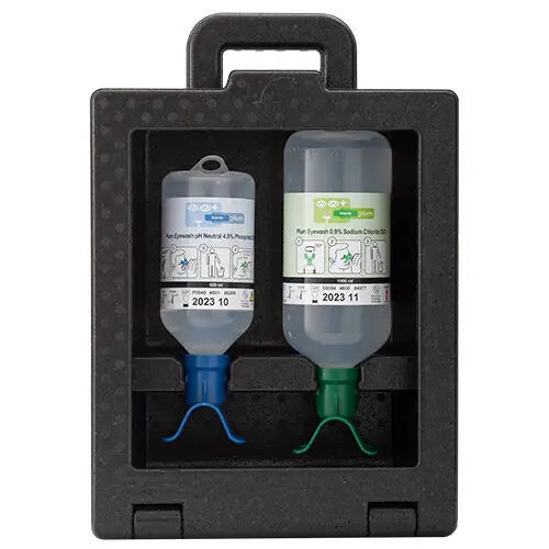 Wall Mounted Dust Proof Saline & pH Neutral Dual Eye Personal Eyewash Station Industro