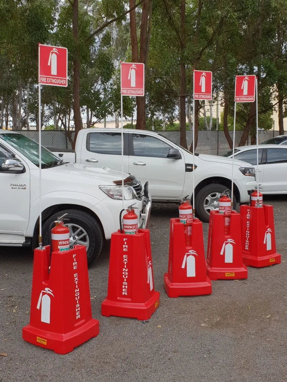 Portable Site Fire Extinguisher Stand - Heavy Duty Poly with Sign Industro