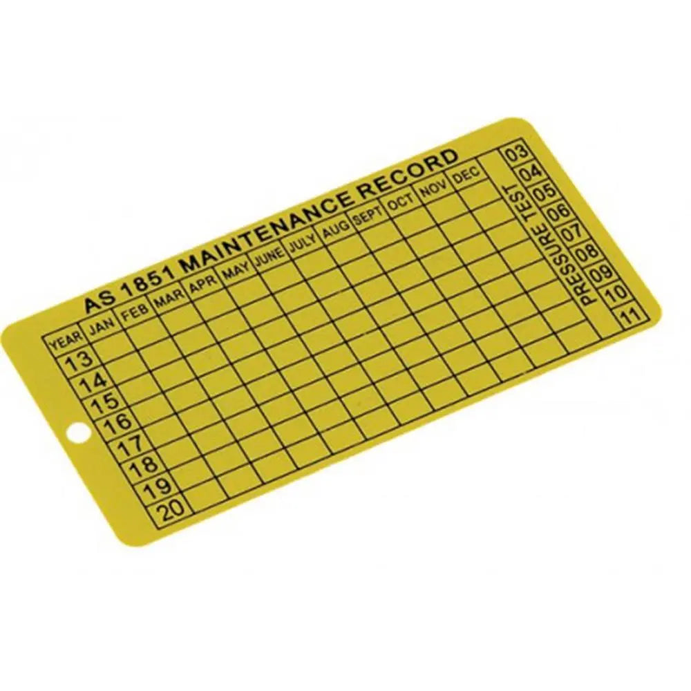 Fire Extinguisher Maintenance Tags - Aluminium For servicing of fire equipment in accordance with AS1851 Industro