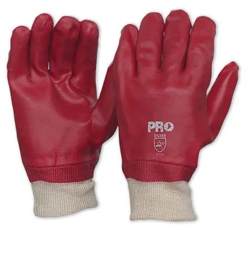 Red PVC Glove with Knitted Wrist Prochoice