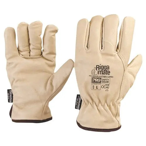 Winter Lined  Riggers Glove - Pig Grain Leather Large Maxisafe