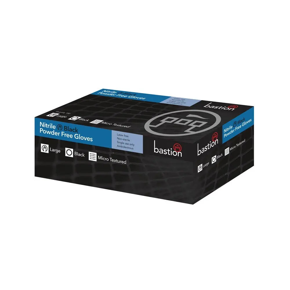 Bastion™ Black Nitrile Powder Free Gloves Bastion