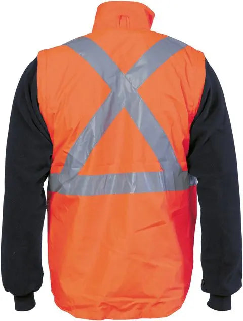 DNC™ 4 in 1' Reversible Vest Hi-Vis Cross Back with Zip Off Sleeves