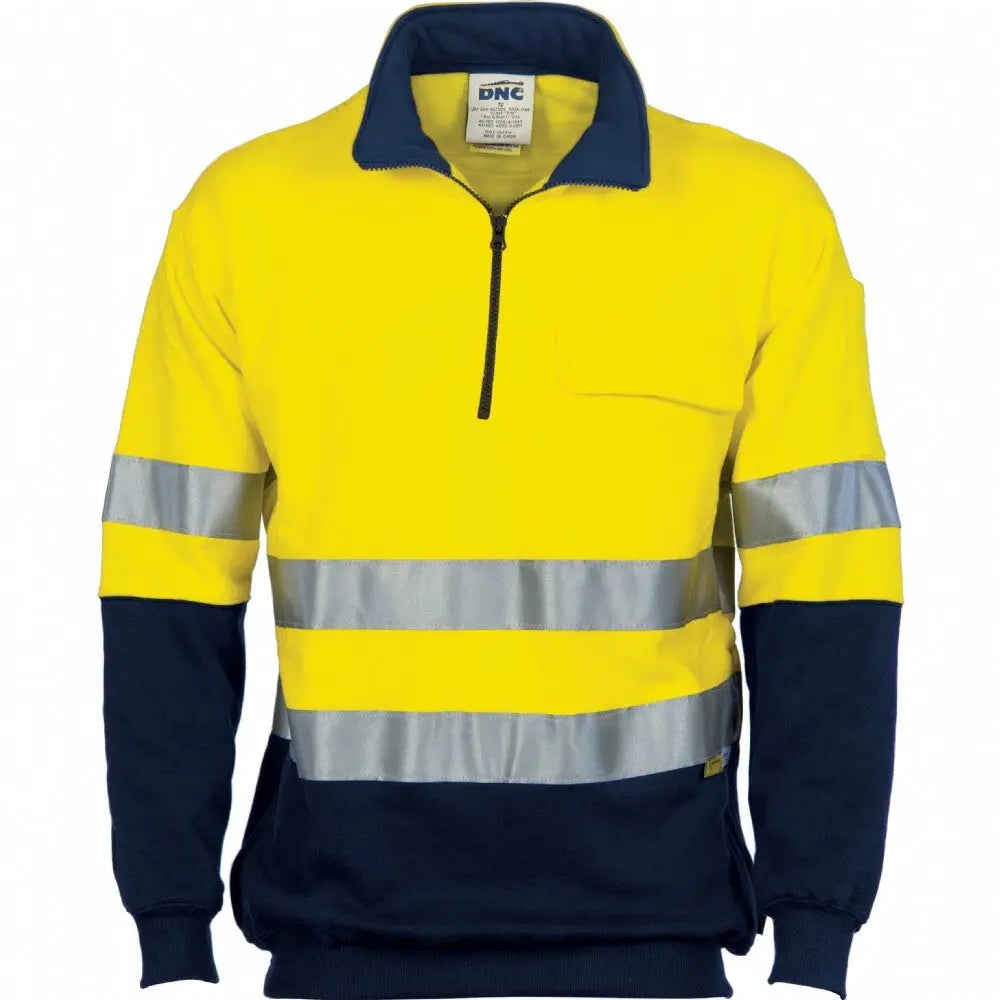 Hi-Vis Two Tone 1/2 Zip Cotton Fleecy Windcheater with 3M Reflective Tape DNC