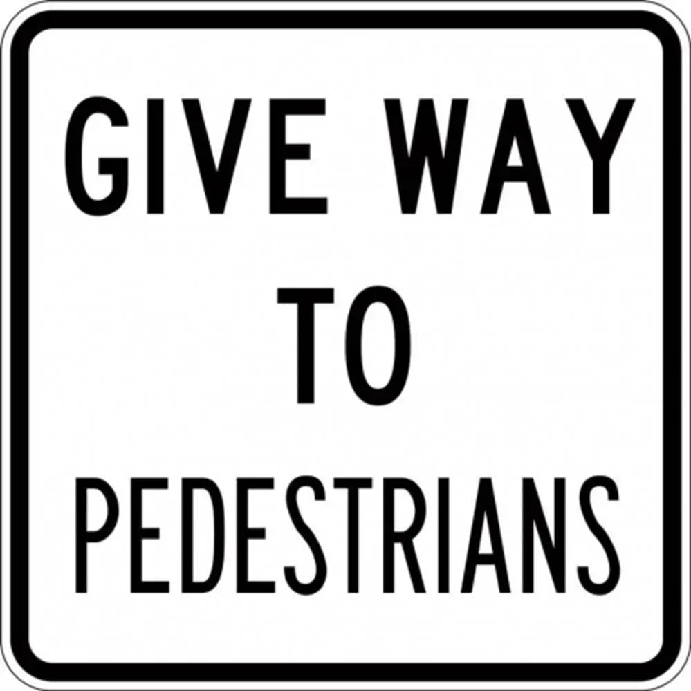 R2-10A Give Way To Pedestrians- Class 1 Reflective - 600mm x 600mm Industroquip