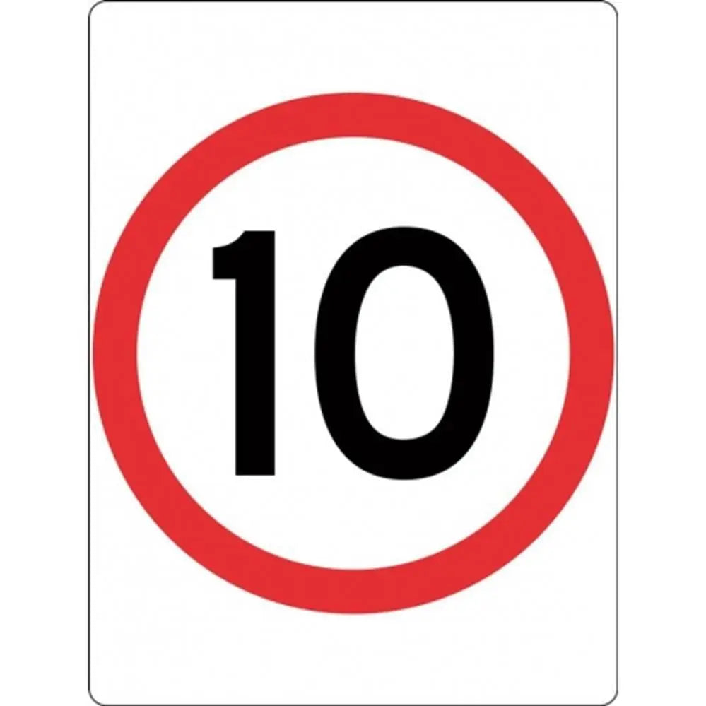 R4-1A_10 Speed Limit Sign 10KPH- Class 1 Reflective - 450mm x 600mm Industroquip