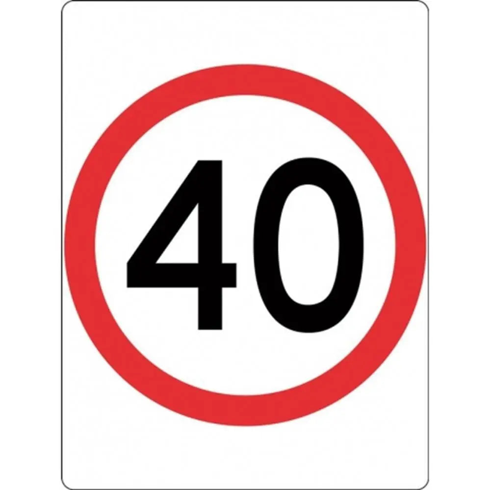 R4-1A_40 Speed Limit Sign 40KPH- Class 1 Reflective - 450mm x 600mm Industroquip