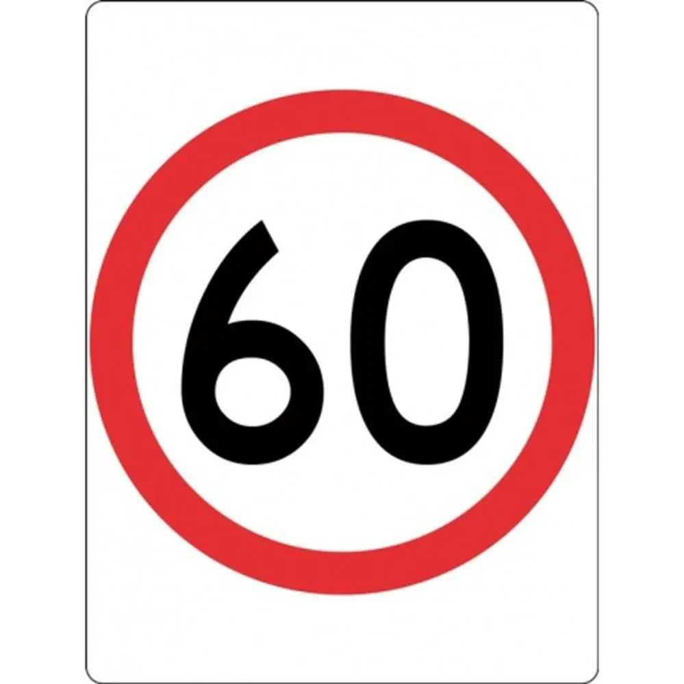R4-1A_60 Speed Limit Sign 60KPH- Class 1 Reflective - 600mm x 800mm Industroquip