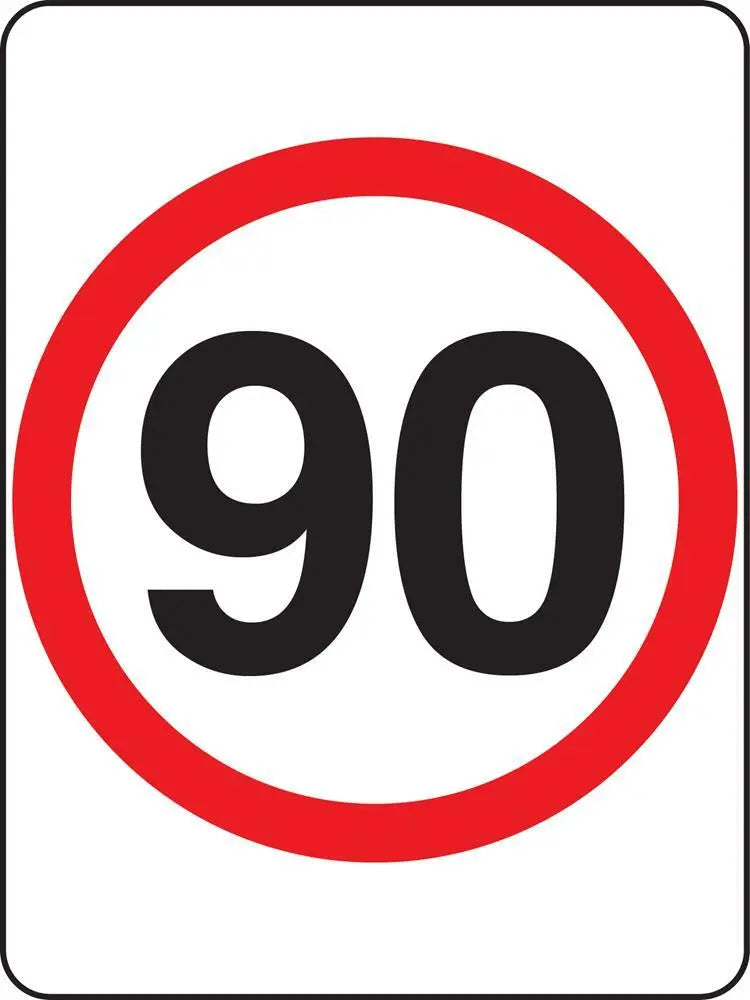 R4-1A_90 Speed Limit Sign 90KPH- Class 1 Reflective - 600mm x 800mm Industroquip
