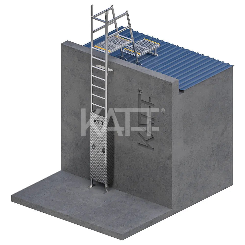 Vertical Line Ladder with Grabrails, Parapet Platform and 1.0m Landing Katt