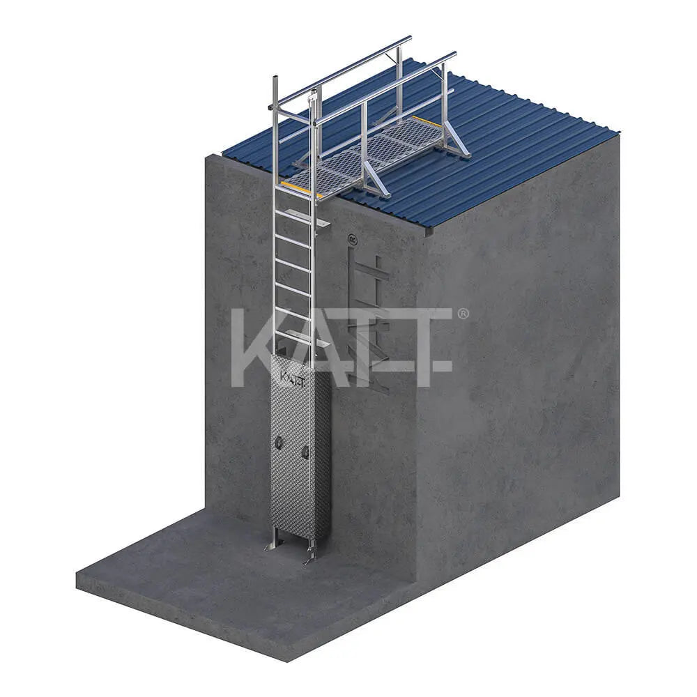 Vertical Line Ladder with 2.4m Adjustable Access and Midway Rest Platform Katt