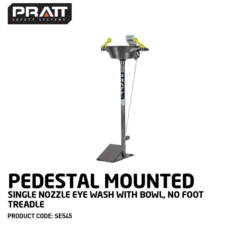 Pratt™ Pedestal Mounted Single Nozzle Eye Wash With Bowl. No Foot Treadle Pratt Safety