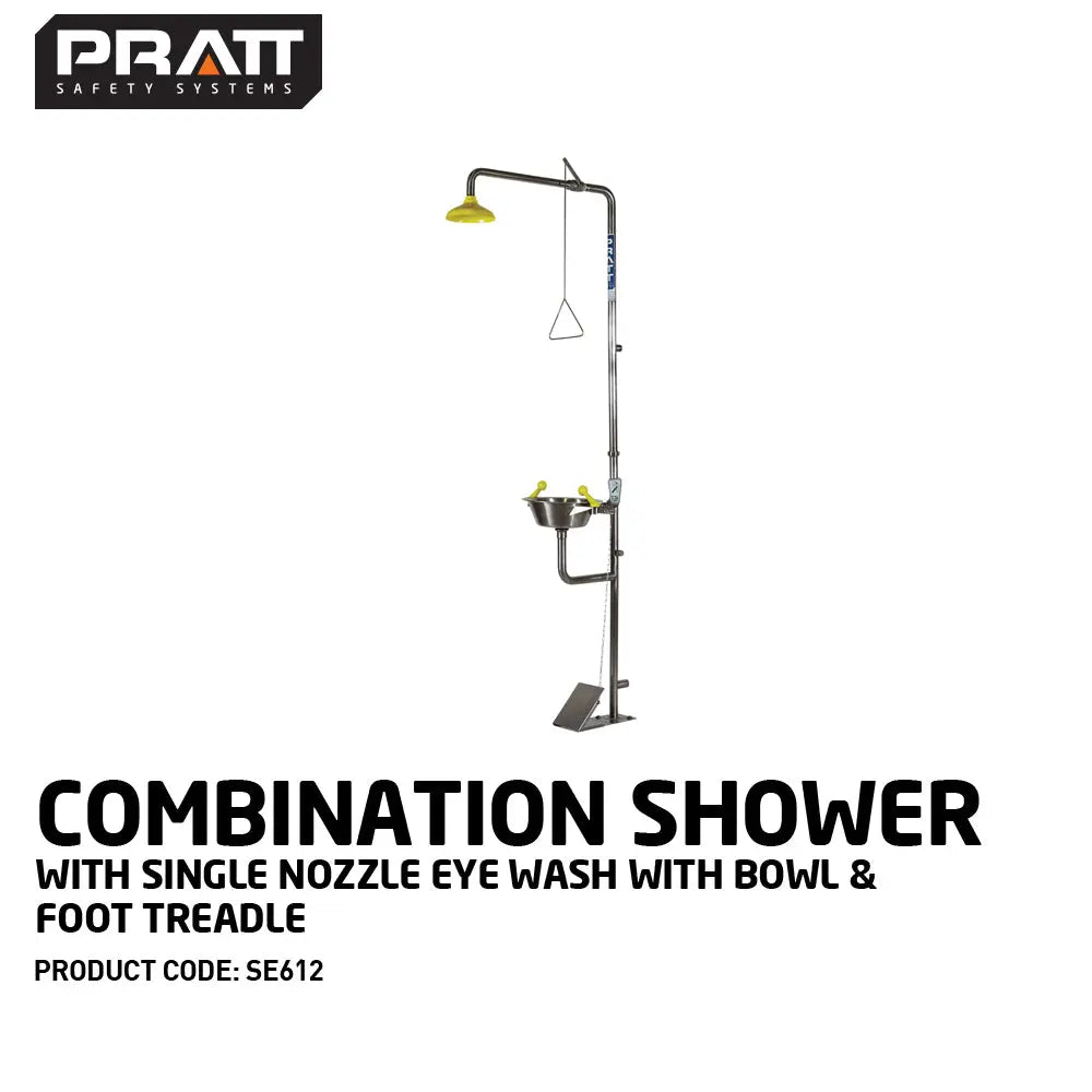 Combination Shower With Single Nozzle Eye Wash With Bowl & Foot Treadle Industro