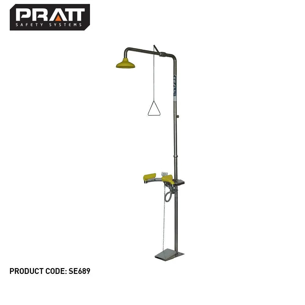 Combination Shower With Triple Nozzle Eye & Face Wash No Bowl. With Foot Treadle Pratt Safety