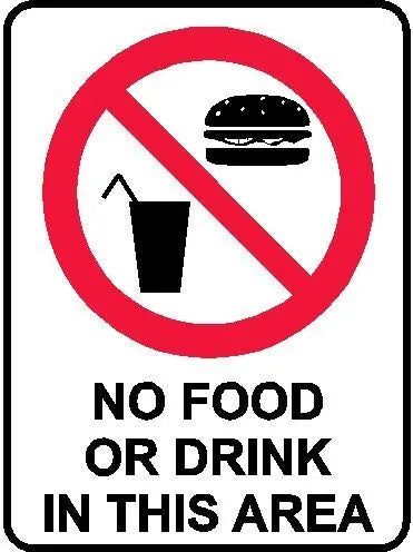 Prohibition Sign - No Food Or Drink In This Area Industroquip